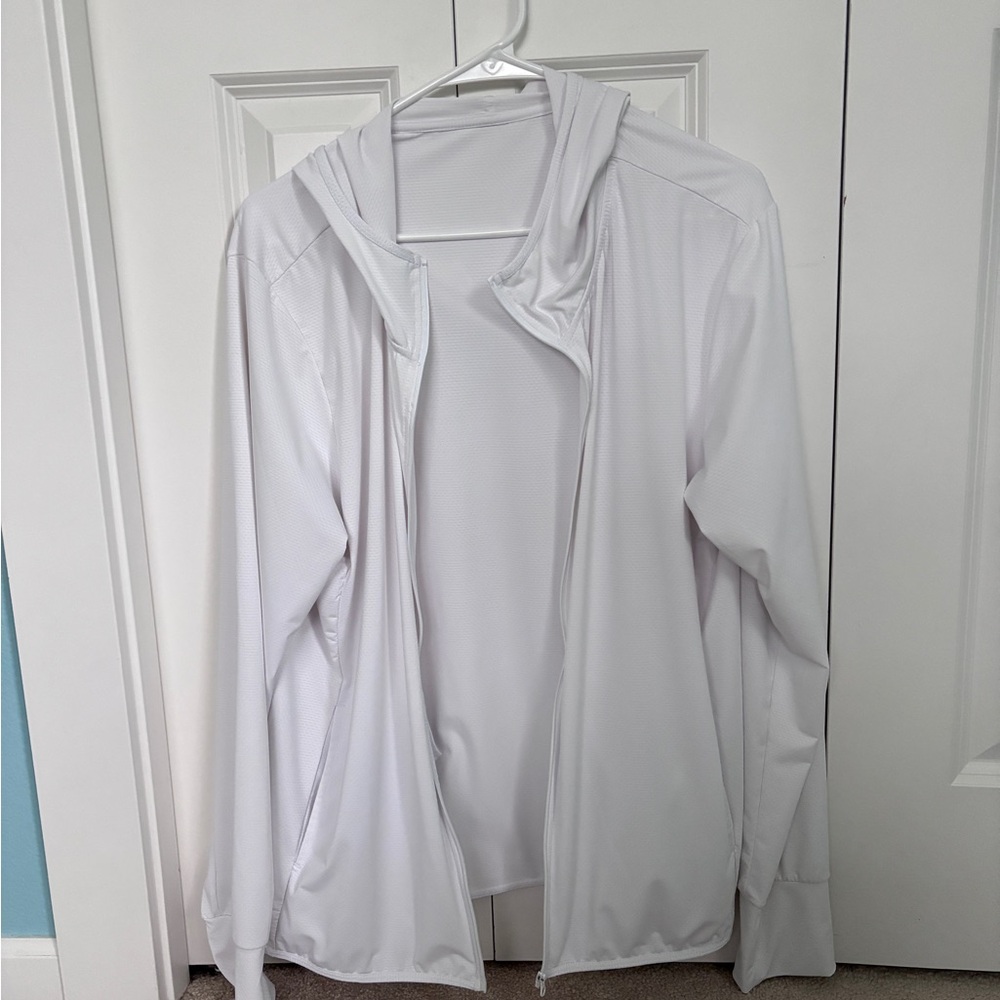 White Hooded UV Protection Jacket Size M Medium Perfect for Summer/Hikes